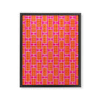Mid Century Modern Woven Link Pattern Hot Pink and Orange Framed Canvas Print Gallery Image 6