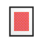Mid Century Modern Woven Link Pattern Hot Pink and Orange Framed Art Print Gallery Image 5