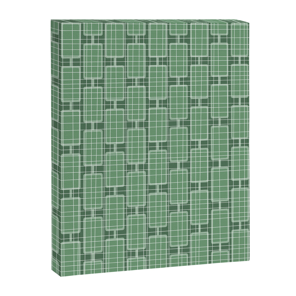 Mid Century Modern Woven Link Pattern in Green Canvas Print Gallery Image 6