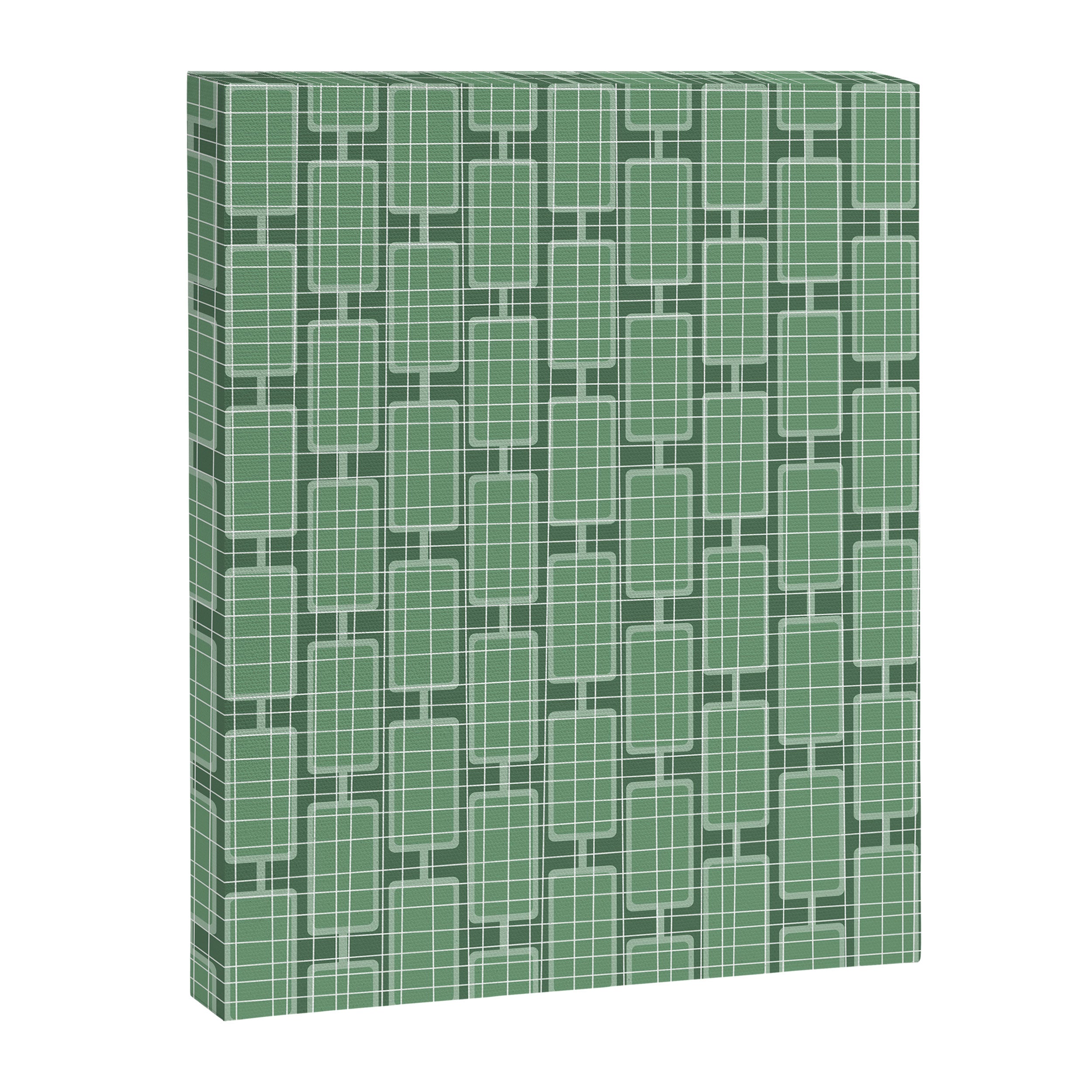 Mid Century Modern Woven Link Pattern in Green Canvas Print Gallery Image 6