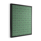 Mid Century Modern Woven Link Pattern in Green Framed Canvas Print Gallery Image 2