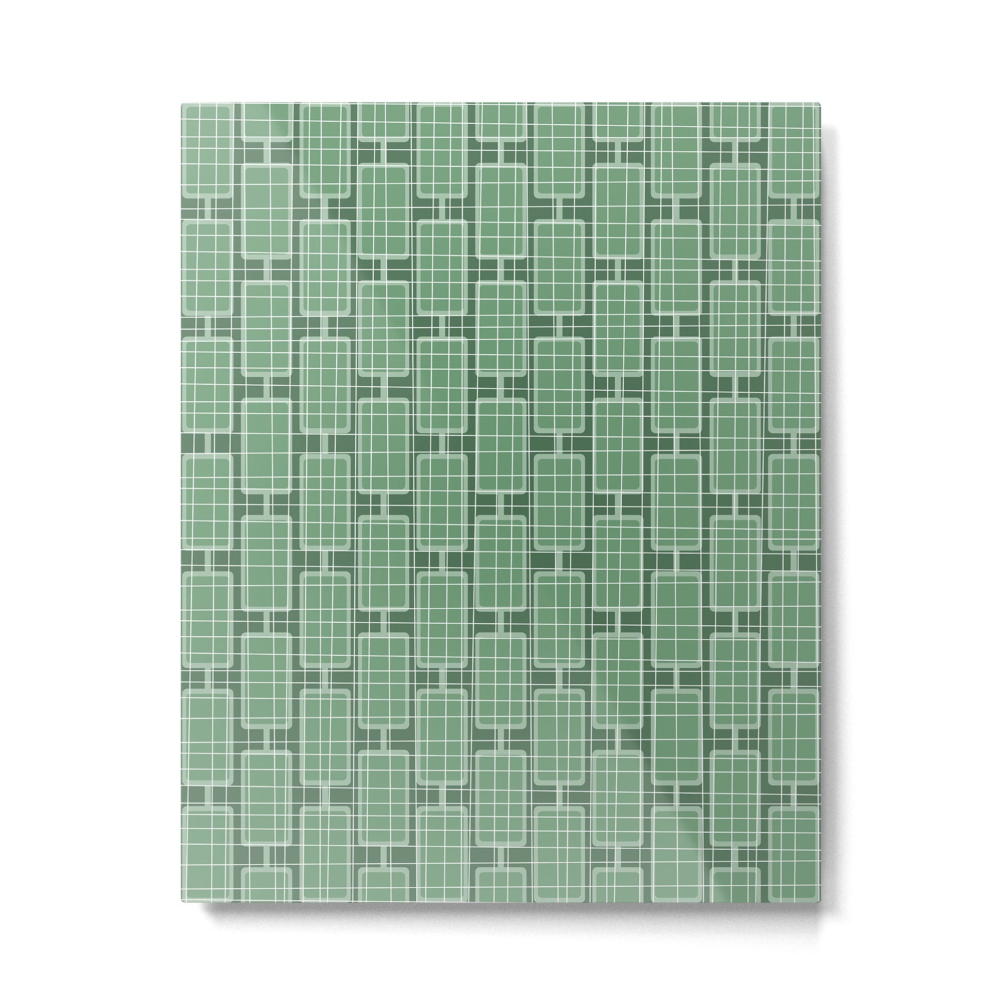 Mid Century Modern Woven Link Pattern in Green Metal Print Gallery Image 4