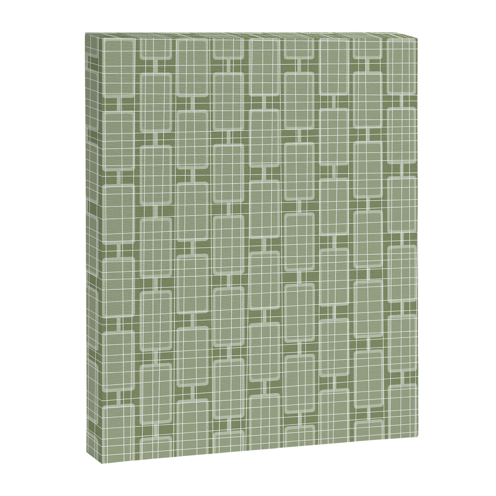 Mid Century Modern Woven Link Pattern in Green Sage Canvas Print Gallery Image 6