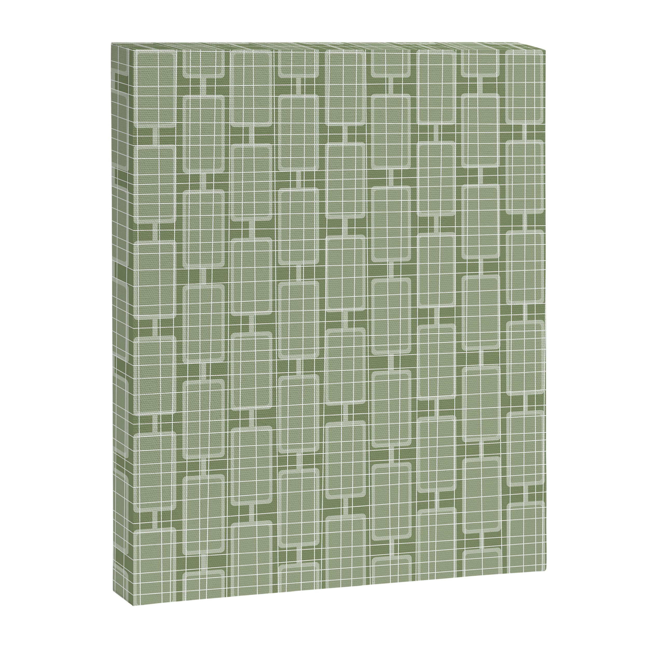 Mid Century Modern Woven Link Pattern in Green Sage Canvas Print Gallery Image 6