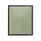 Mid Century Modern Woven Link Pattern in Green Sage Framed Canvas Print Gallery Image 6