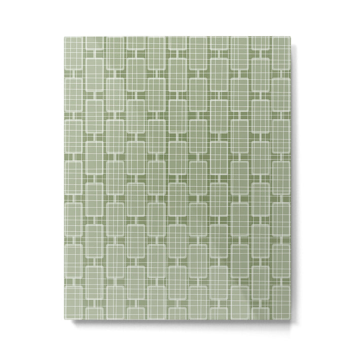Mid Century Modern Woven Link Pattern in Green Sage Metal Print Gallery Image 1