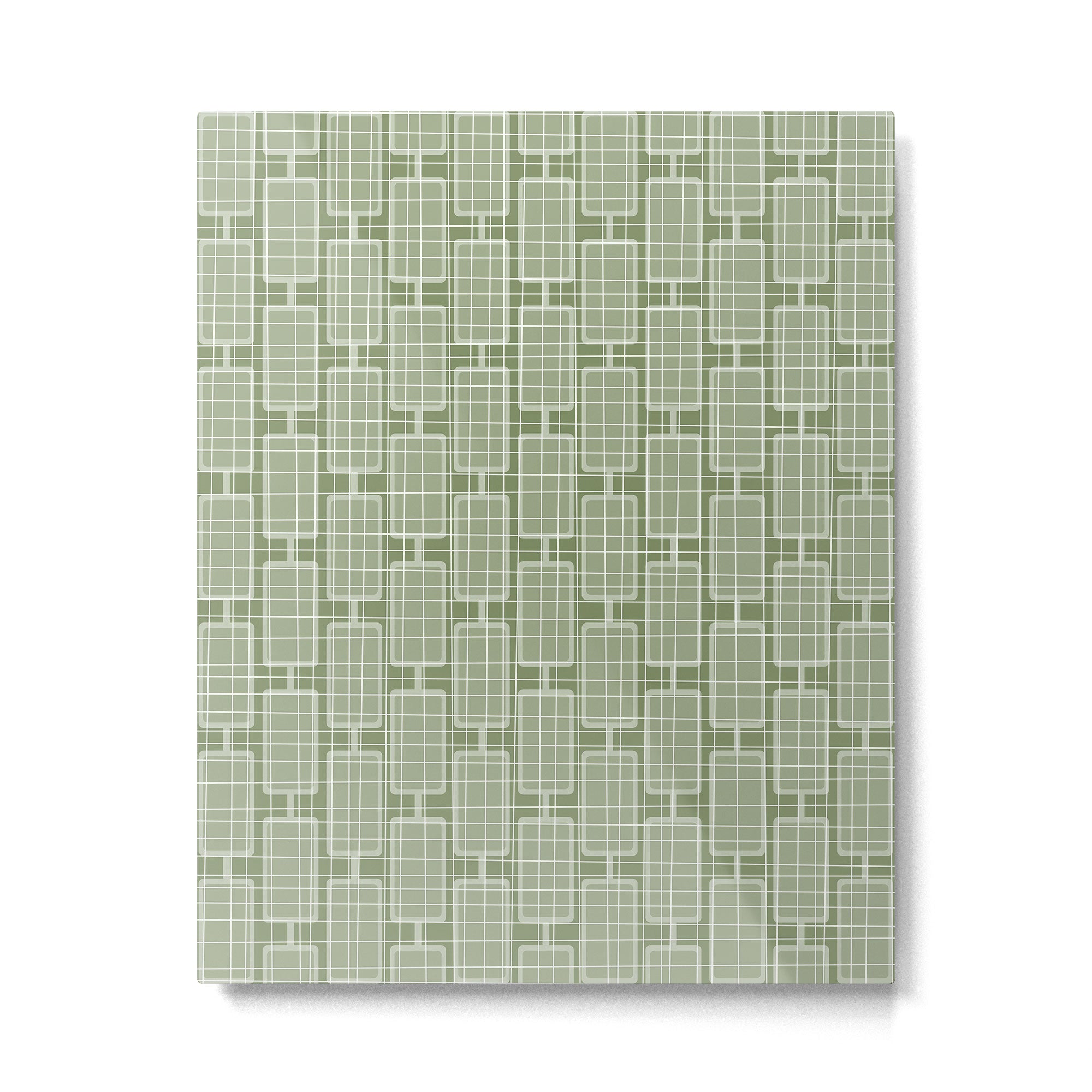 Mid Century Modern Woven Link Pattern in Green Sage Metal Print Gallery Image 4