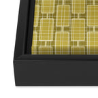 Mid Century Modern Woven Link Pattern in Olive Chartreuse Framed Canvas Print Gallery Image 3