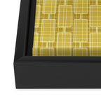 Mid Century Modern Woven Link Pattern in Olive Yellow and White Framed Canvas Print Gallery Image 3