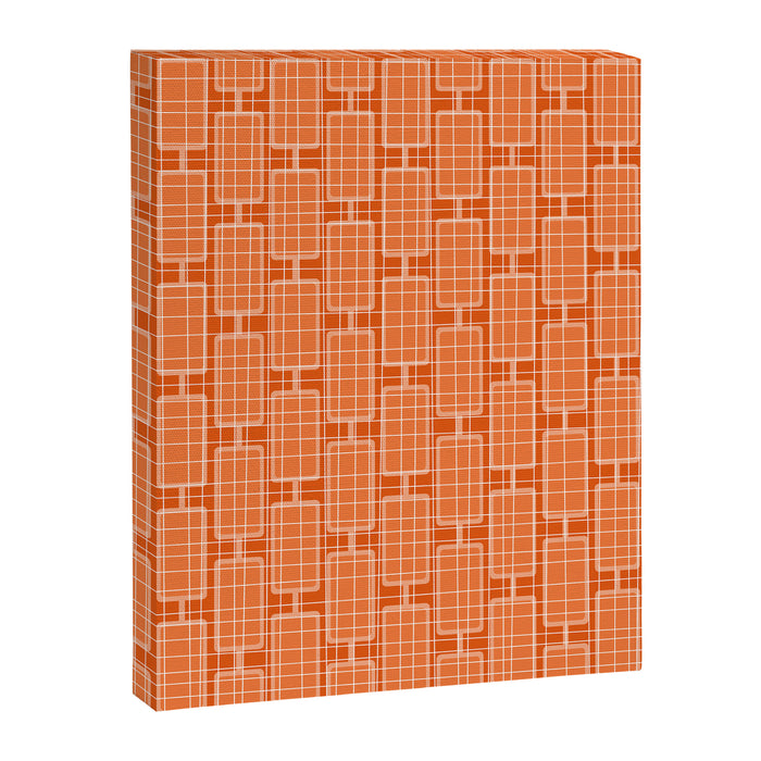 Mid Century Modern Woven Link Pattern in Orange and White Canvas Print Gallery Image 1