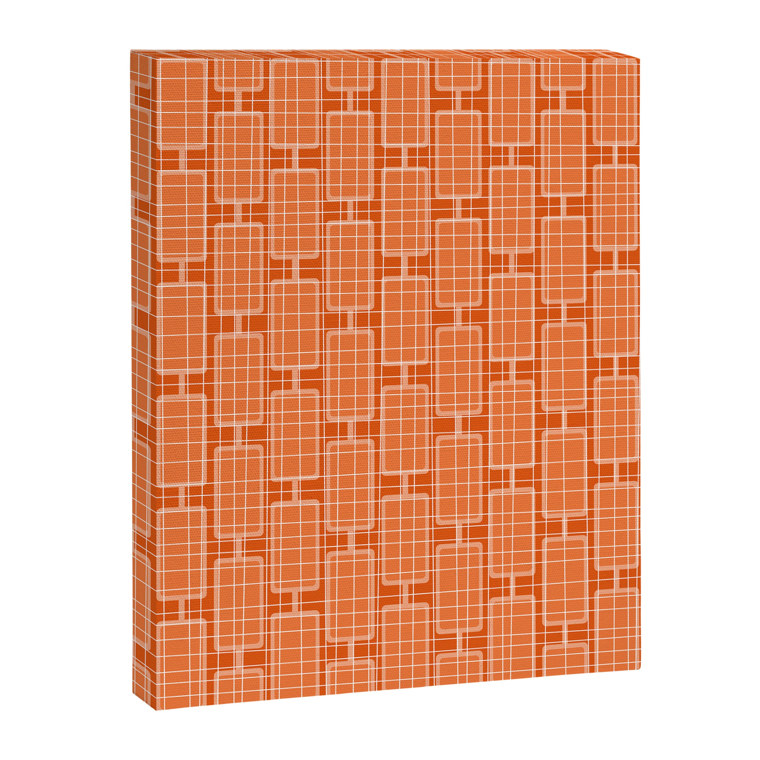 Mid Century Modern Woven Link Pattern in Orange and White Canvas Print Gallery Image 6