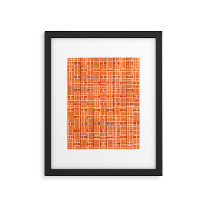 Mid Century Modern Woven Link Pattern in Orange and White Framed Art Print Gallery Image 5