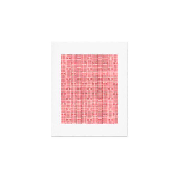 Mid Century Modern Woven Link Pattern in Pink and White Art Print Gallery Image 1