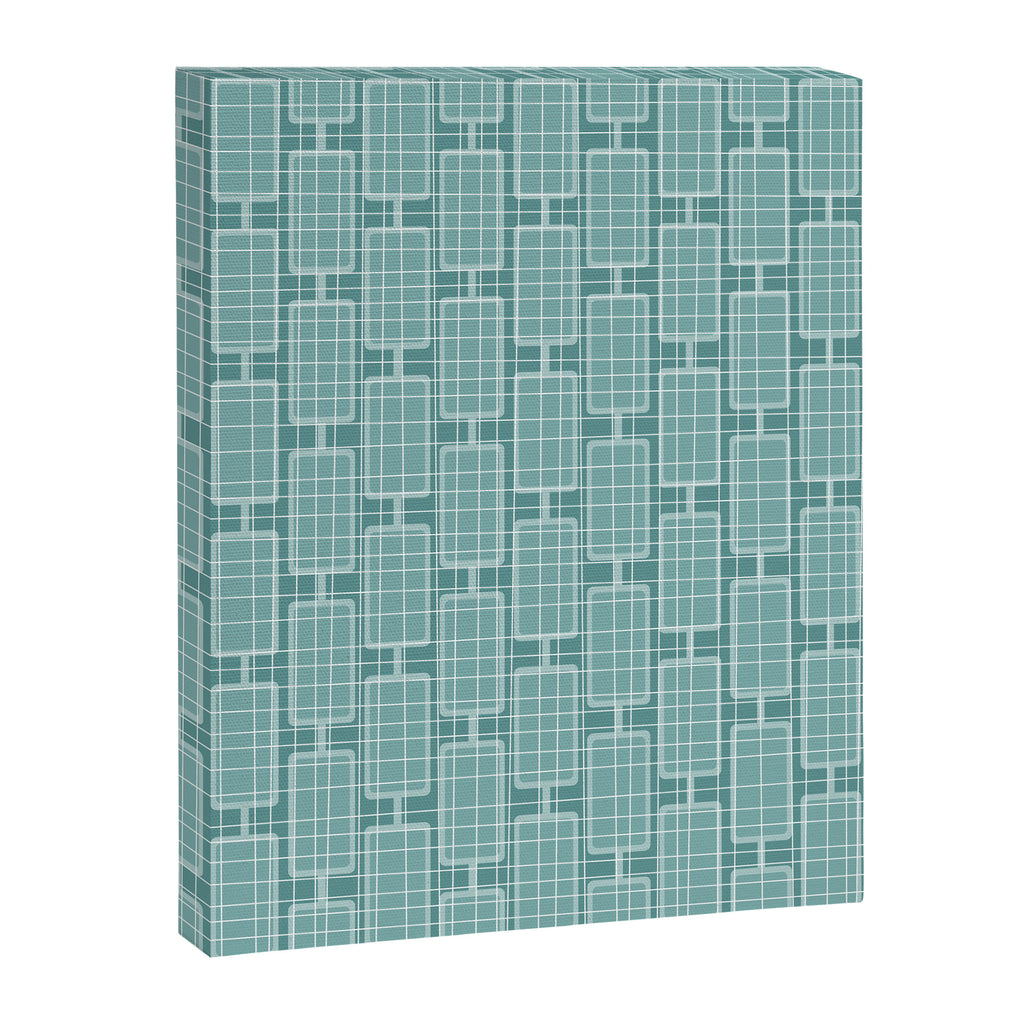 Mid Century Modern Woven Link Pattern in Teal Canvas Print Gallery Image 6