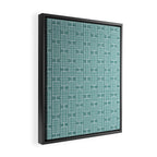 Mid Century Modern Woven Link Pattern in Teal Framed Canvas Print Gallery Image 2