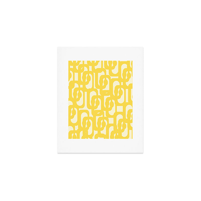 Mid Century Modern Yellow Loops Abstract Pattern Art Print Gallery Image 1