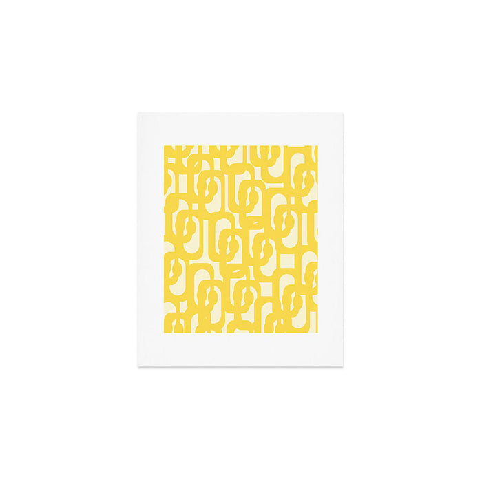 Mid Century Modern Yellow Loops Abstract Pattern Art Print Gallery Image 1
