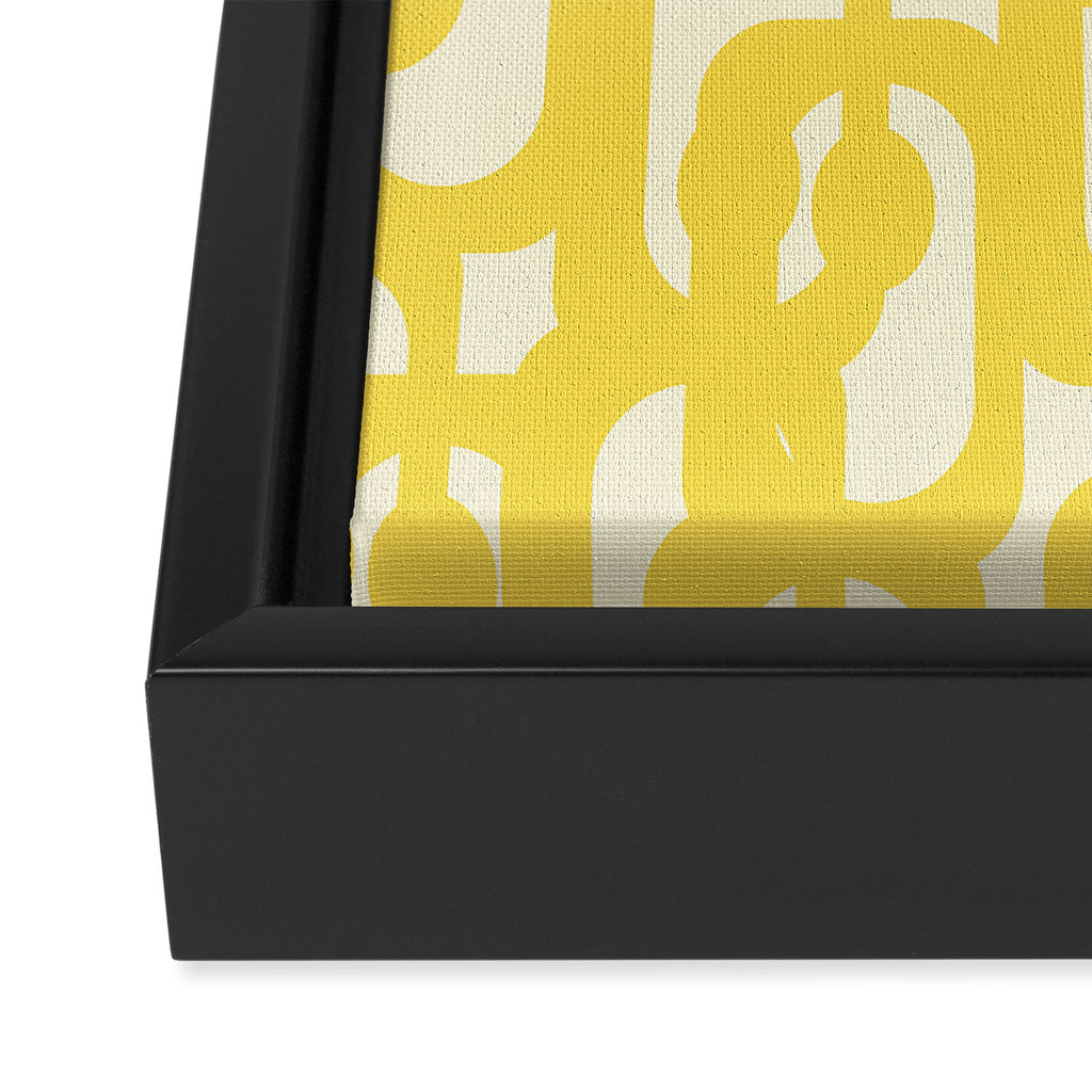 Mid Century Modern Yellow Loops Abstract Pattern Framed Canvas Print Gallery Image 3