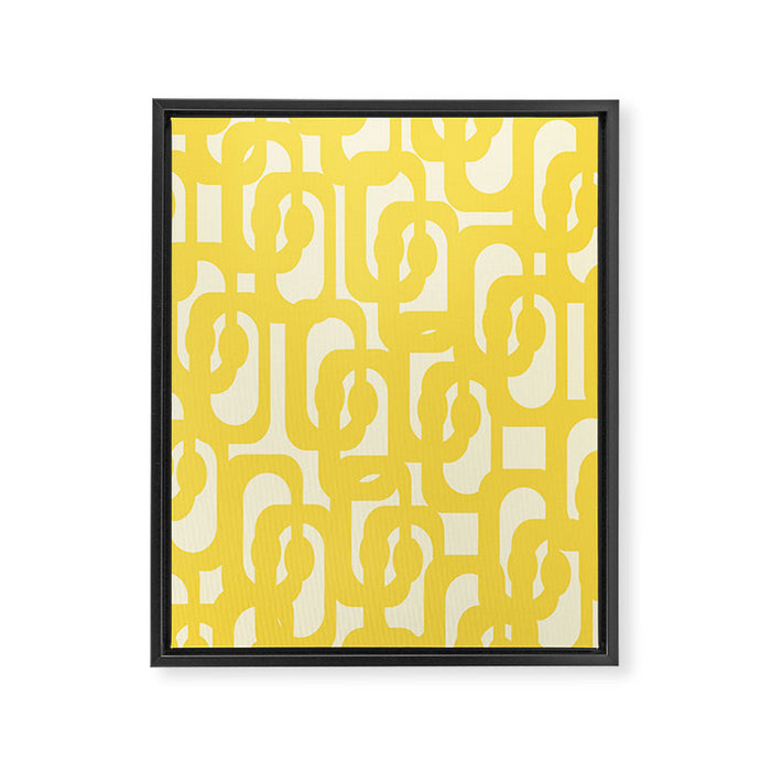Mid Century Modern Yellow Loops Abstract Pattern Framed Canvas Print Gallery Image 1