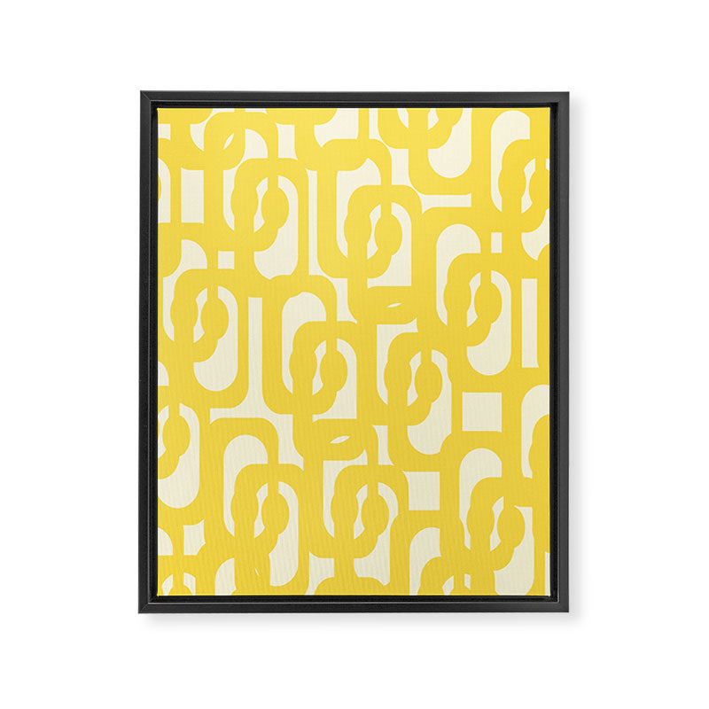 Mid Century Modern Yellow Loops Abstract Pattern Framed Canvas Print Gallery Image 8