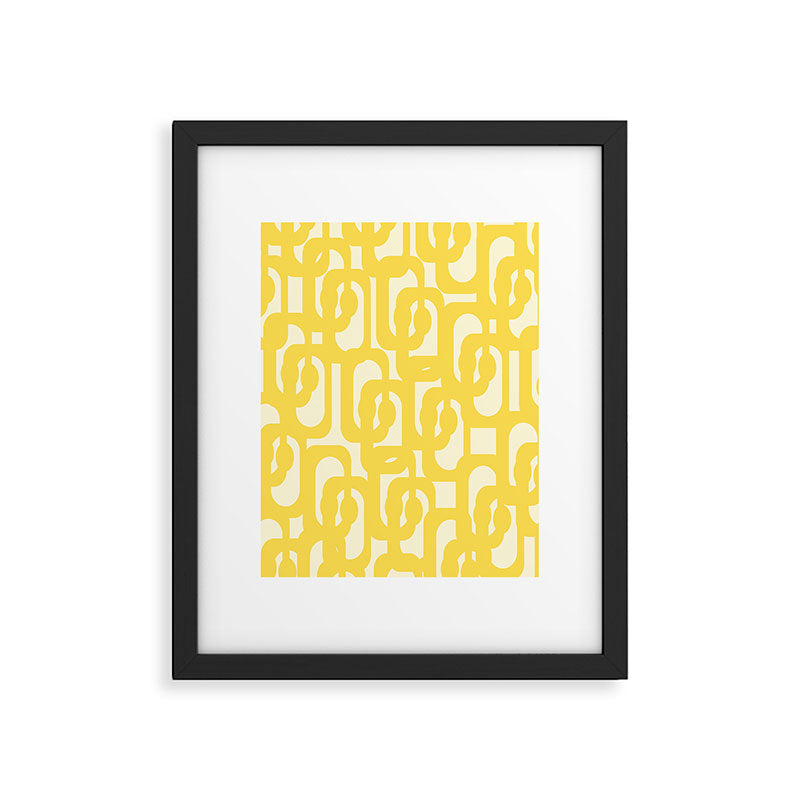 Mid Century Modern Yellow Loops Abstract Pattern Framed Art Print Gallery Image 6