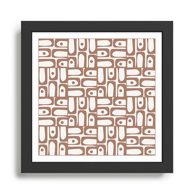 Mid Century Piquet Geo Pattern Inspired by PANTONE 17 1230 Color of the Year Mocha Mousse Framed Art Print Gallery Image 1