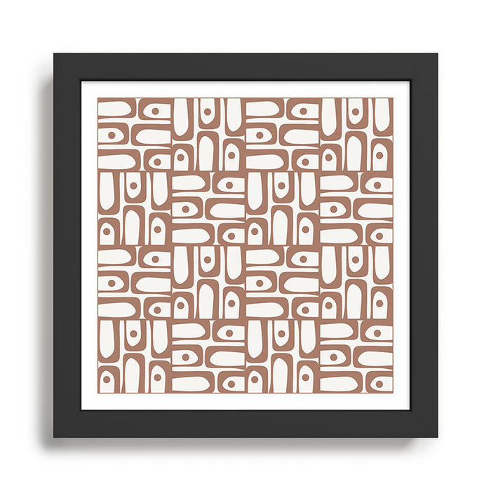 Mid Century Piquet Geo Pattern Inspired by PANTONE 17 1230 Color of the Year Mocha Mousse Framed Art Print Gallery Image 1
