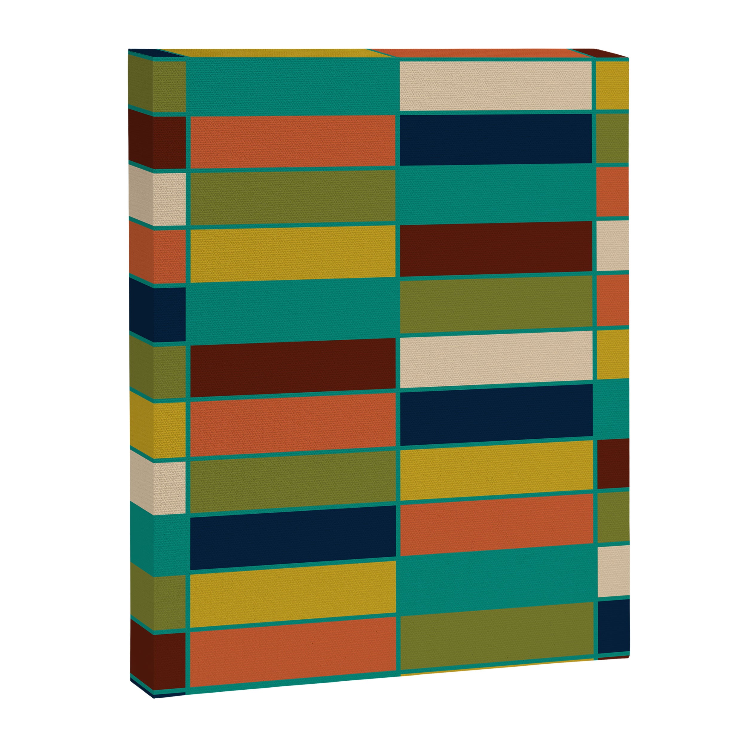 Mid Mod Blocks - Mid-century Modern Geometric Pattern in Mustard, Olive, Teal, and Orange Canvas Print Gallery Image 8