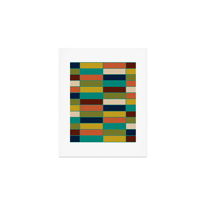 Mid Mod Blocks - Mid-century Modern Geometric Pattern in Mustard, Olive, Teal, and Orange Art Print Gallery Image 1