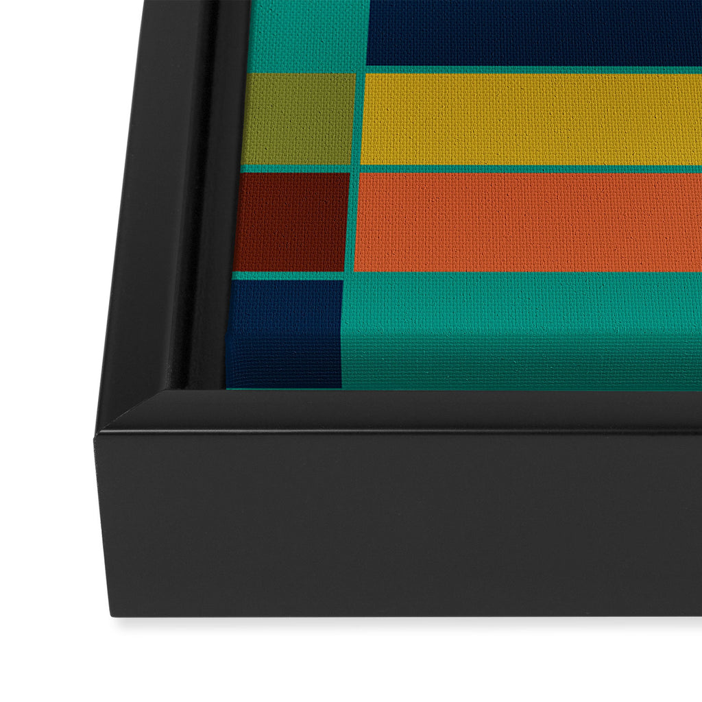 Mid Mod Blocks - Mid-century Modern Geometric Pattern in Mustard, Olive, Teal, and Orange Framed Canvas Print Gallery Image 3