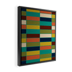 Mid Mod Blocks - Mid-century Modern Geometric Pattern in Mustard, Olive, Teal, and Orange Framed Canvas Print Gallery Image 2