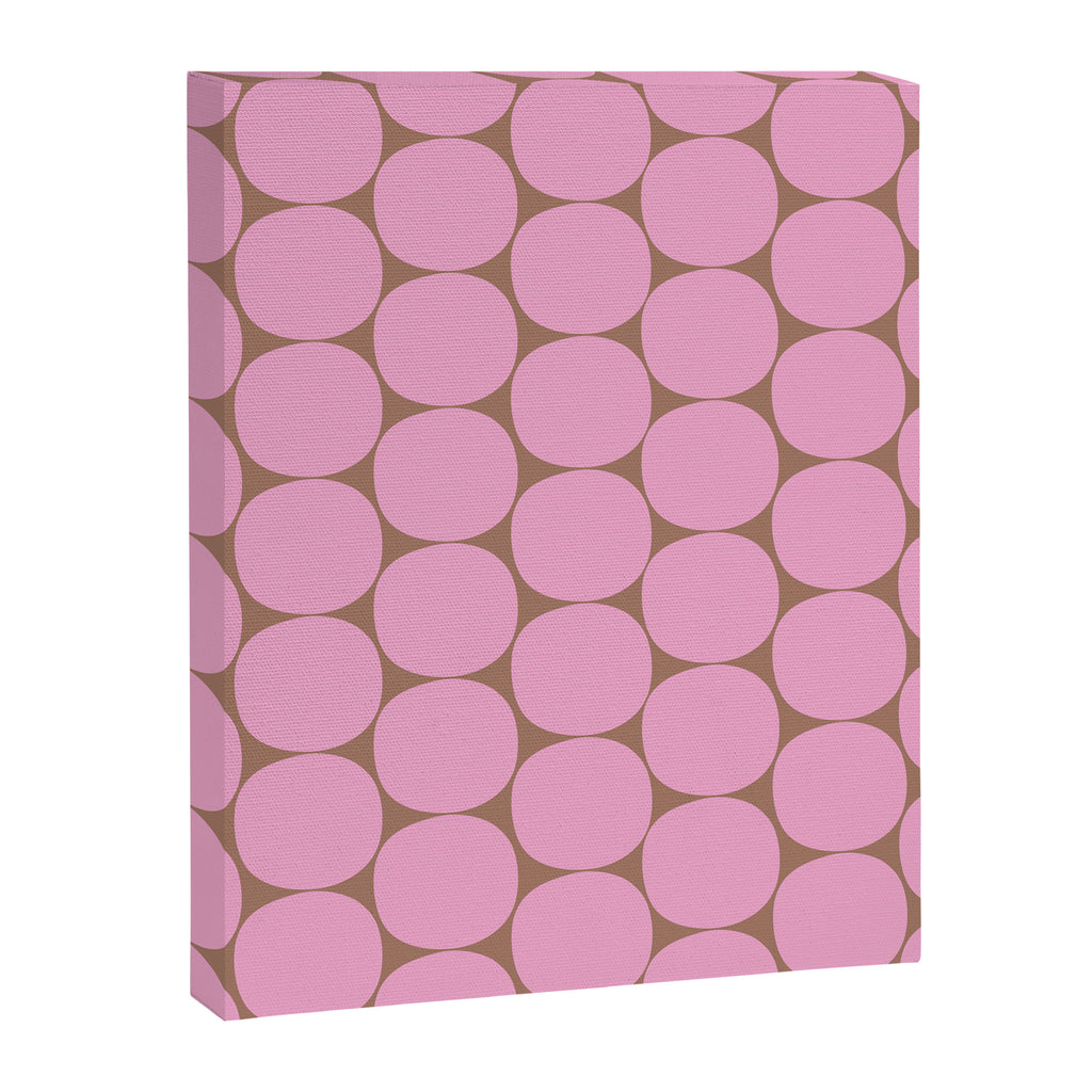 Mid Mod Dots Contemporary Pattern in Pink and Mocha Brown Canvas Print Gallery Image 8