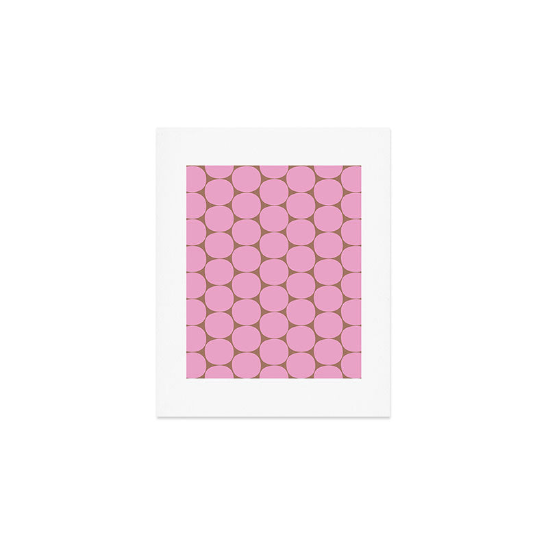 Mid Mod Dots Contemporary Pattern in Pink and Mocha Brown Art Print Gallery Image 1