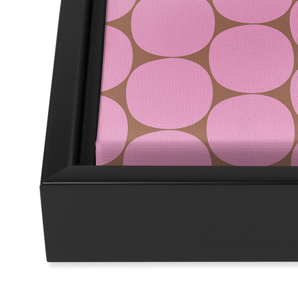 Mid Mod Dots Contemporary Pattern in Pink and Mocha Brown Framed Canvas Print Gallery Image 3