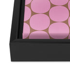 Mid Mod Dots Contemporary Pattern in Pink and Mocha Brown Framed Canvas Print Gallery Image 3