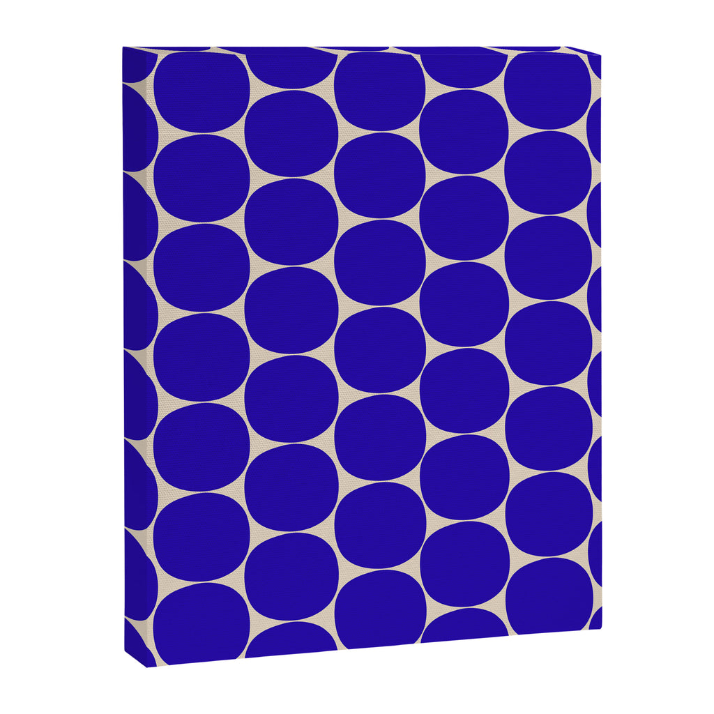 Mid Mod Dots Retro Contemporary Pattern in Cobalt Blue and Beige Canvas Print Gallery Image 8