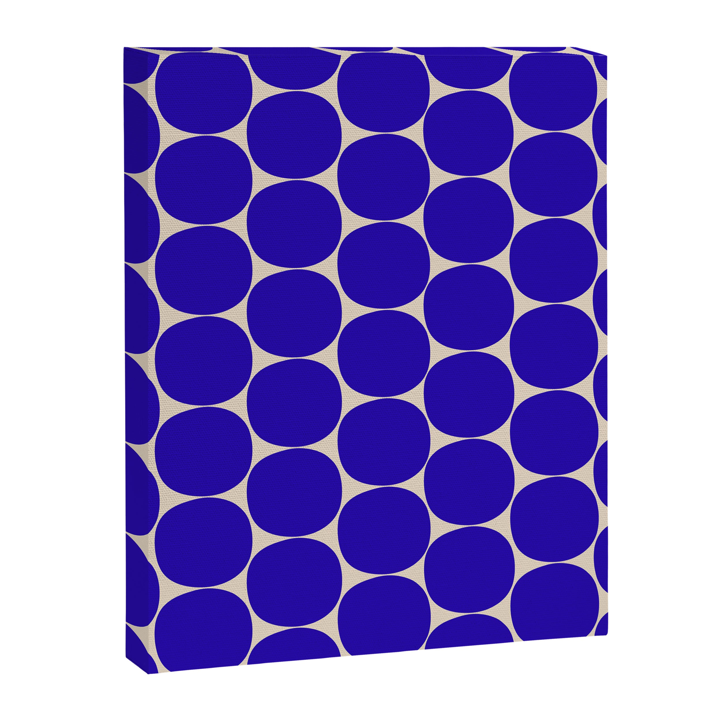 Mid Mod Dots Retro Contemporary Pattern in Cobalt Blue and Beige Canvas Print Gallery Image 8