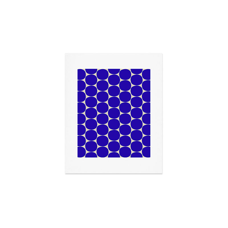 Mid Mod Dots Retro Contemporary Pattern in Cobalt Blue and Beige Art Print Gallery Image 1