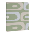 Mid Mod Piquet Pattern in Beige, Sage, and Light Silver Gray Canvas Print Gallery Image 8