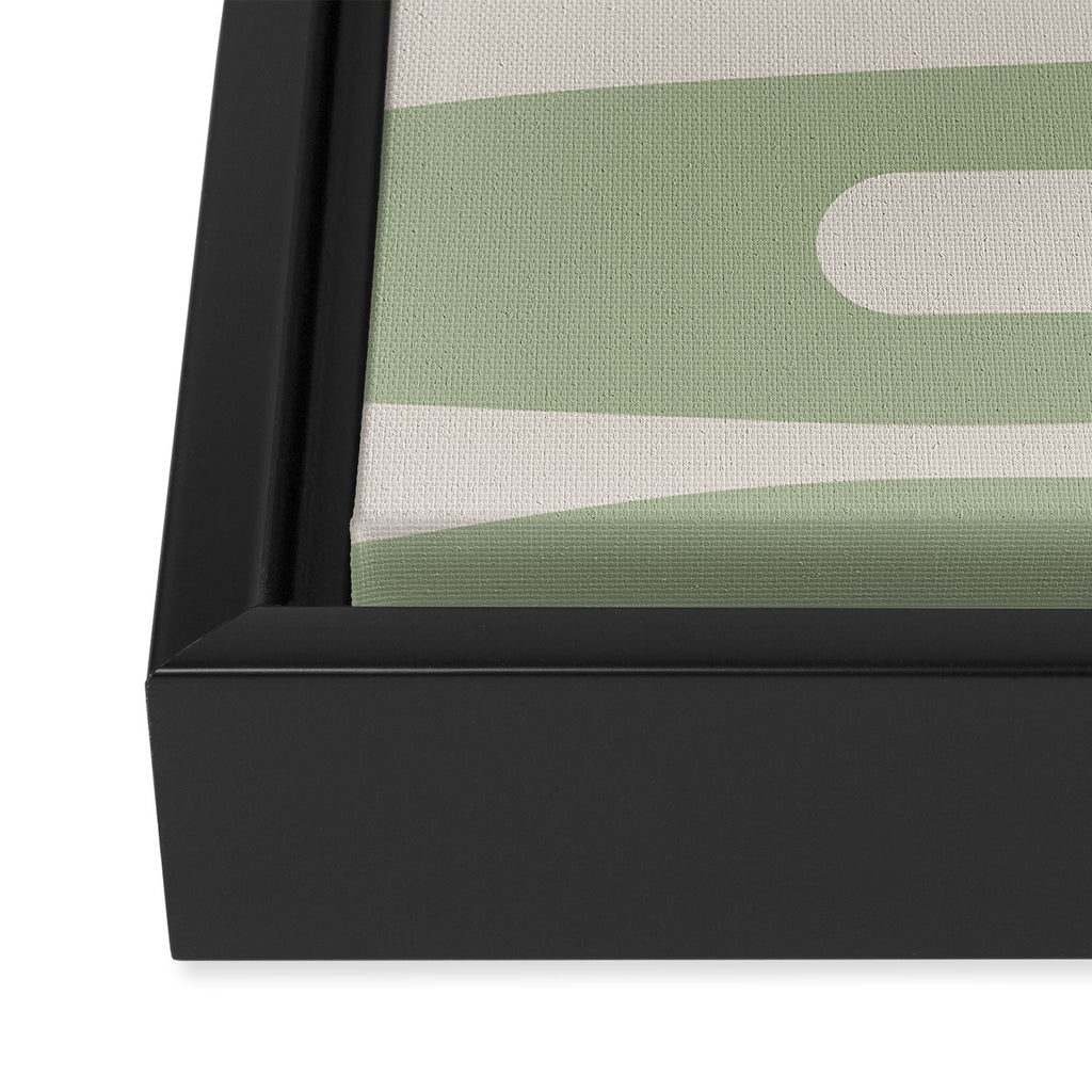 Mid Mod Piquet Pattern in Beige, Sage, and Light Silver Gray Framed Canvas Print Gallery Image 3