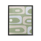 Mid Mod Piquet Pattern in Beige, Sage, and Light Silver Gray Framed Canvas Print Gallery Image 8