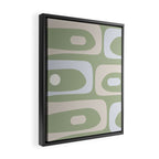 Mid Mod Piquet Pattern in Beige, Sage, and Light Silver Gray Framed Canvas Print Gallery Image 2