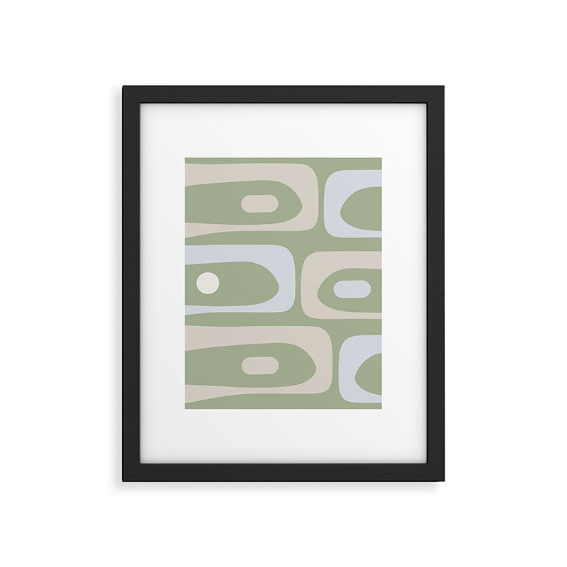 Mid Mod Piquet Pattern in Beige, Sage, and Light Silver Gray Framed Art Print Gallery Image 6
