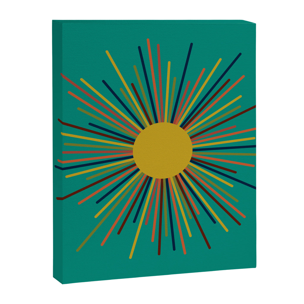 Mid Mod Sun II on Turquoise Teal Canvas Print Gallery Image 8