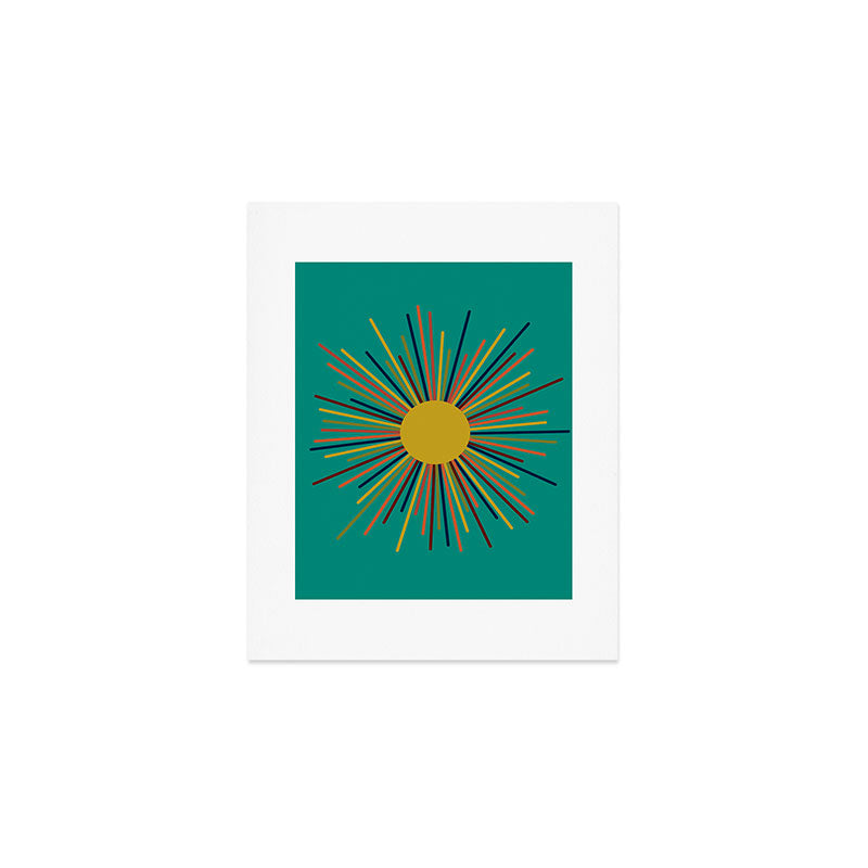 Mid Mod Sun II on Turquoise Teal Art Print Gallery Image 1