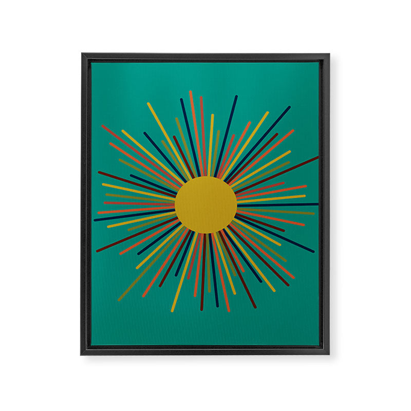 Mid Mod Sun II on Turquoise Teal Framed Canvas Print Gallery Image 8