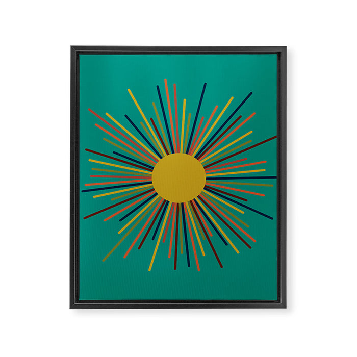 Mid Mod Sun II on Turquoise Teal Framed Canvas Print Gallery Image 1