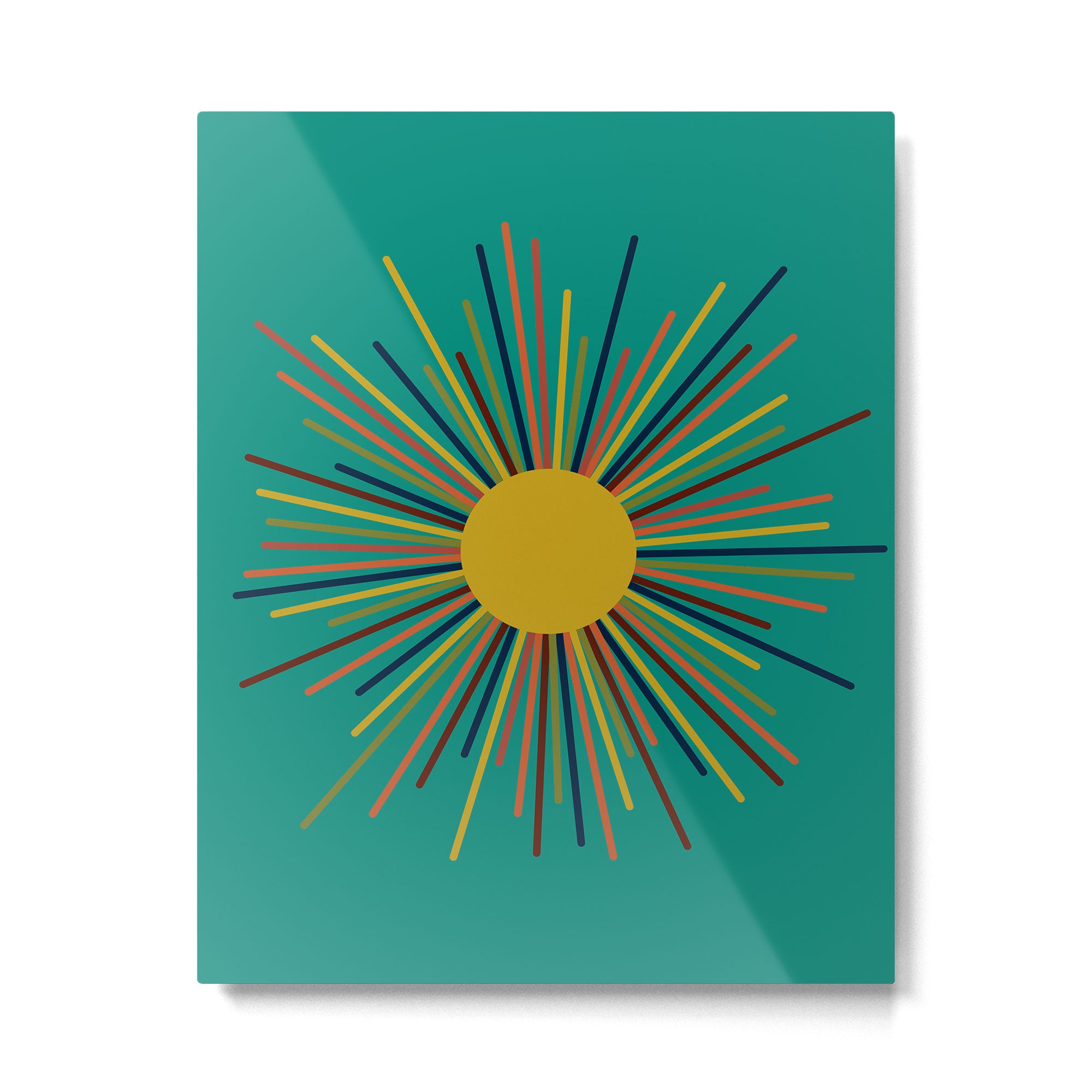 Mid Mod Sun II on Turquoise Teal Metal Print Gallery Image 6