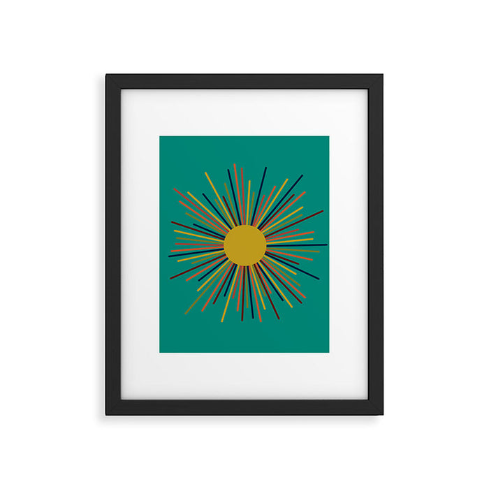 Mid Mod Sun II on Turquoise Teal Framed Art Print Gallery Image 1