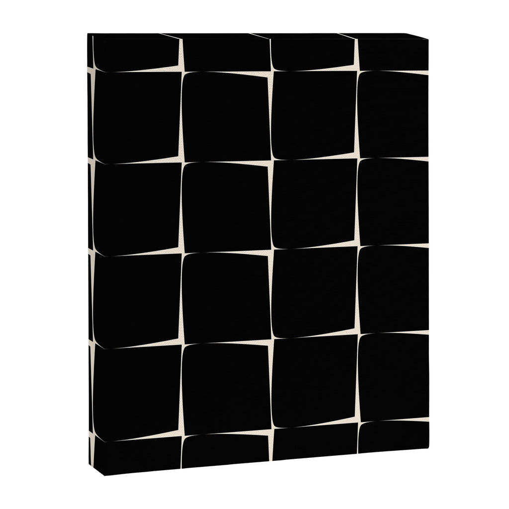 Midcentury Flux Minimalist Pattern in Black and Almond Cream Canvas Print Gallery Image 8